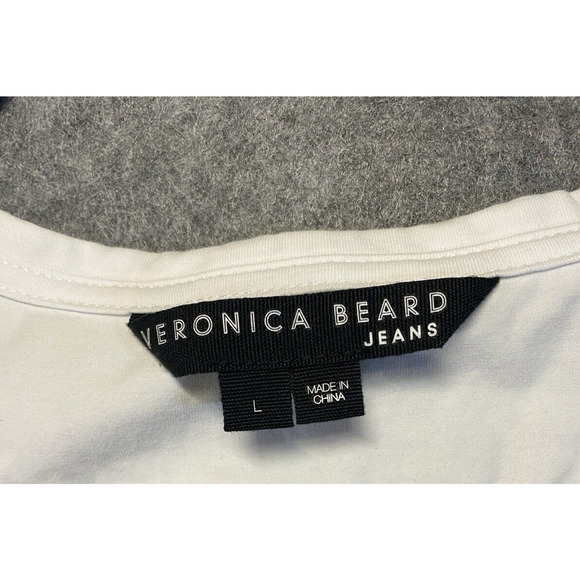 Veronica Beard Dress Large Blue White Ruffle Striped Mini - Picture 5 of 10